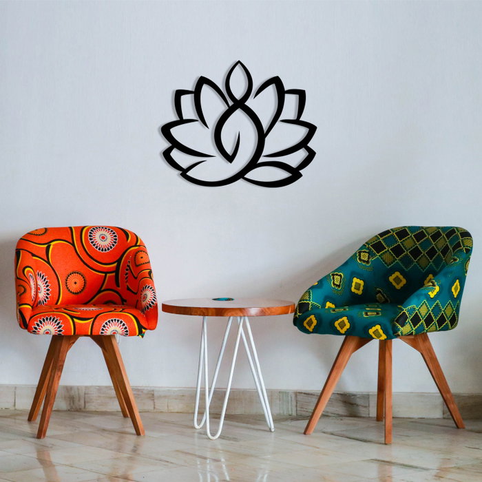 Wallity Lotus - M114 Escultura de Pared de Metal Negra